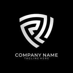 Abstract Letter R Shield Logo Design 