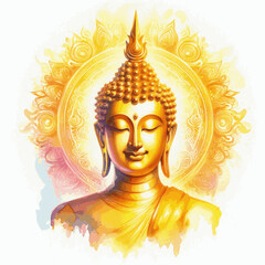 Fototapeta premium Gilded Serenity golden buddha isolated watercolor vector illustration svg