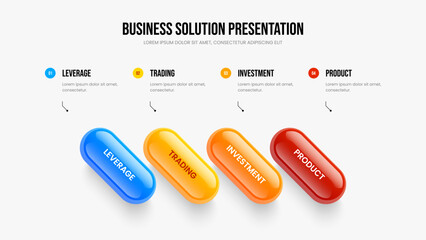 Investor Campaign 4 Option Diagram Presentation Template. Creative Growth Slideshow Design Vector Illustration. Digital Briefing Four Step Infographic Slide Layout.