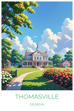 Thomasville Georgia United states Travel Poster Illustration Print Decor Gift Canvas Wall Art Gift