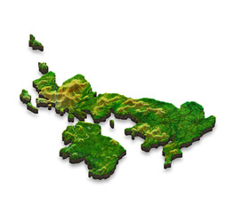 UK Map 3D Isomertic - Left View