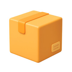 3D cardboard box icon isolated. Cartoon plastic style. PNG