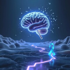 Fantastic Frontiers Brain Fragmentation – Futuristic PTSD Awareness Concept- June 27 - obrazy, fototapety, plakaty