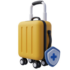 Obraz premium 3D of suitcase and protection, Travel insurance.