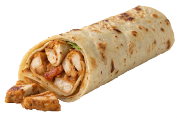 chicken paratha roll isolated on Transparent Background