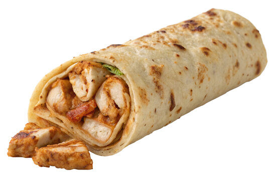 chicken paratha roll isolated on Transparent Background