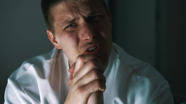 A young guy is on his knees and asking for something.
A man emotionally asks for what he needs.
The man asks permission.
Something very important.
Resolution, please, emotion, gesture