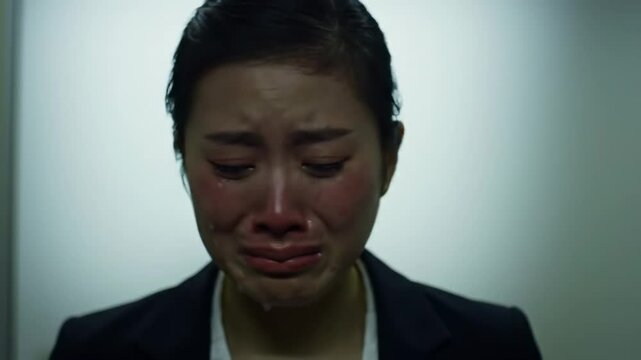 Emotional Woman Crying Close-Up