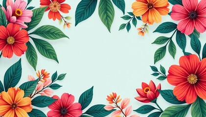 Bold vibrant floral pattern, ideal for summer promotional flyers , background, texture, floral
