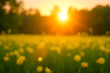 green grass and yellow dandelion flowers in spring field closeup.generative ai