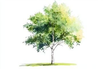 Obraz premium Watercolor Illustration of a Green Tree