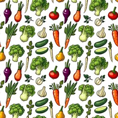 garden vegetables in hand-drawn style