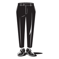 Black graphic image of pants and shoes, Vector black silhouette. with white background