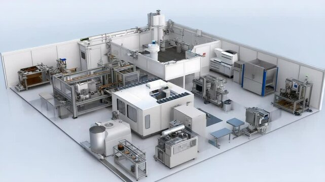 Industrial manufacturing facility layout.