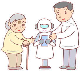 介護のイラスト - スマート介護・介護ロボット・AI活用・省人化