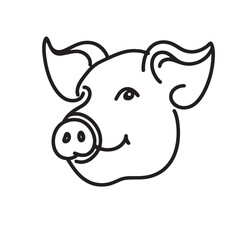 Naklejka premium pig head vector icon simple continuous one line drawing