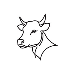 cow head vector  simple continuous one line drawing 