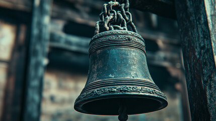 Obraz premium The bell ringer warns of coming danger before others sense it—awakening the unaware with foresight, courage, and a voice few dare to use.