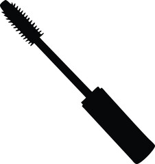 Black mascara brush vector illustration with a plastic handle for beauty and hair care