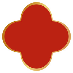 和風の花型フレームイラスト　赤