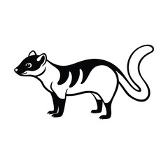 black and white African civet profile line art vector