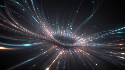 Abstract digital data flow background with futuristic light trails and particles