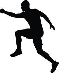 a man parkour silhouette isolated white background 