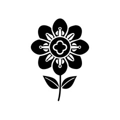 Minimalist Black flower silhouette vector. Blooming Flower Elegant Plant Design