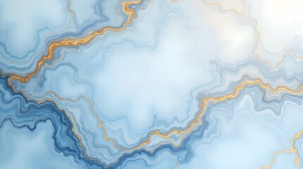 Soft Blue Marble Background with Elegant Gold Veins  Luxury Texture.