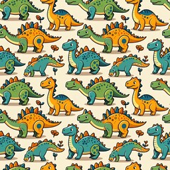 dinosaurs in childlike illustrative style