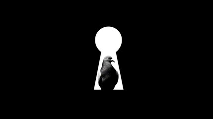 Bird perched within a keyhole, a symbolic representation of hidden knowledge.