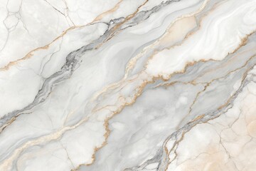 Polished marble surface with elegant gray, white, beige, and gold veining, showcasing refined texture, intricate natural patterns, and luxurious architectural appeal. generative ai