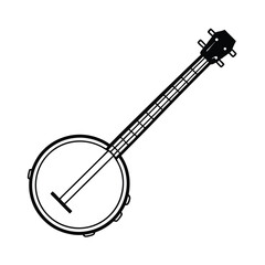 banjo string instrument line art design