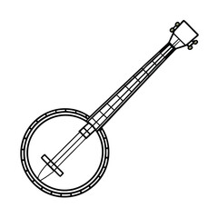 banjo string instrument line art design