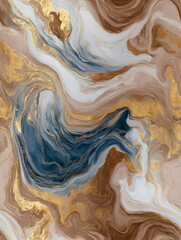 Blue and Brown Marble Texture – Luxurious Abstract Fluid Art Design
