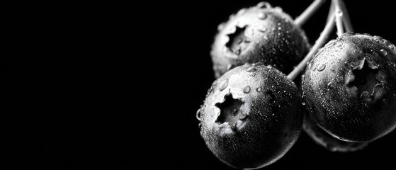 Minimalist black silhouette of triangular cluster of blueberries