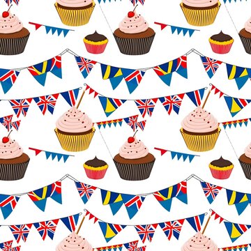 cupcakes and bunting flags