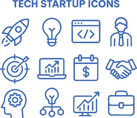 Tech Startup Icons – Minimal Line Style Icons Pack