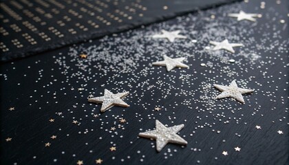 black distressed overlay background with tiny white particles scattered across it, creating an impression of stars or snowflakes in the night, dark background, matrix-like code  