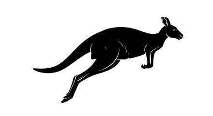 Black kangaroo silhouette jumping pose