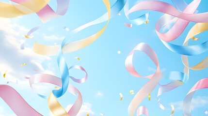 Celebrating joyful moments sky blue background digital artwork pastel environment aerial view halfstock concept
