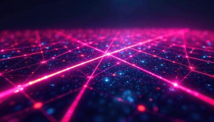 Obraz premium Intricate geometric laser grid, vibrant neon hues, effect, energy, glow