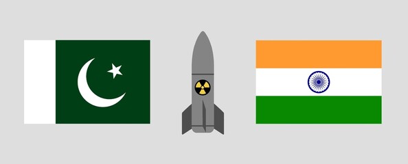 Pakistan India Nuclear Tensions with Missile and National Flags Symbolizing Regional Conflict and Global Security Concerns