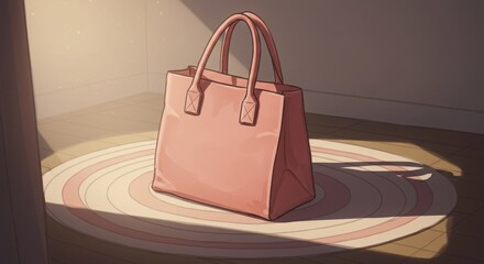 Sunlit Pink Tote Bag on Circular Rug