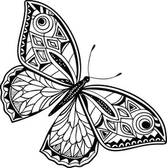 Monochrome Patterned Butterfly SVG (Vector Clipart, Transparent)
