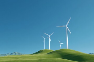 Fototapeta premium Wind turbines farm landscape renewable energy concept