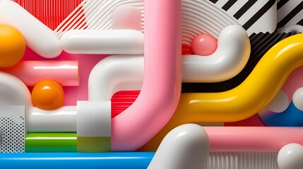 Colorful Abstract Pipes Composition