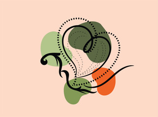Abstract Heart Design with Organic Shapes and Dots