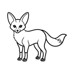 fennec fox black and white line art 