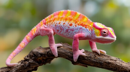 Colorful Chameleon on Branch